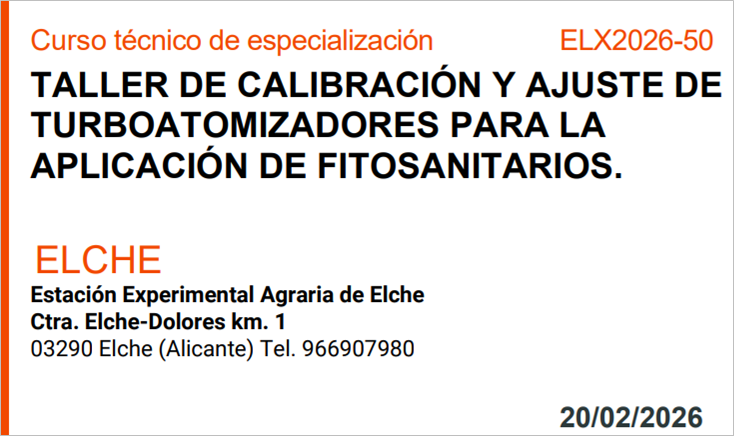  TALLER DE CALIBRACIÓN Y AJUSTE DE TURBOATOMIZADORES PARA LA APLICACIÓN DE FITOSANITARIOS